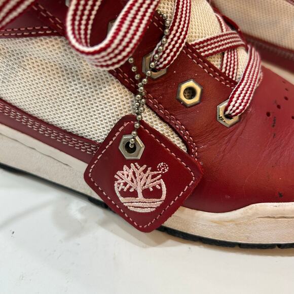 Vintage Timberland Red & White Leather/Mesh Field Boot Sneakers – Men’s 7.5M - Picture 4 of 6